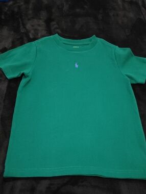 Ralph Lauren Emerald Green Crewneck Tee with Purple Pony - Kids